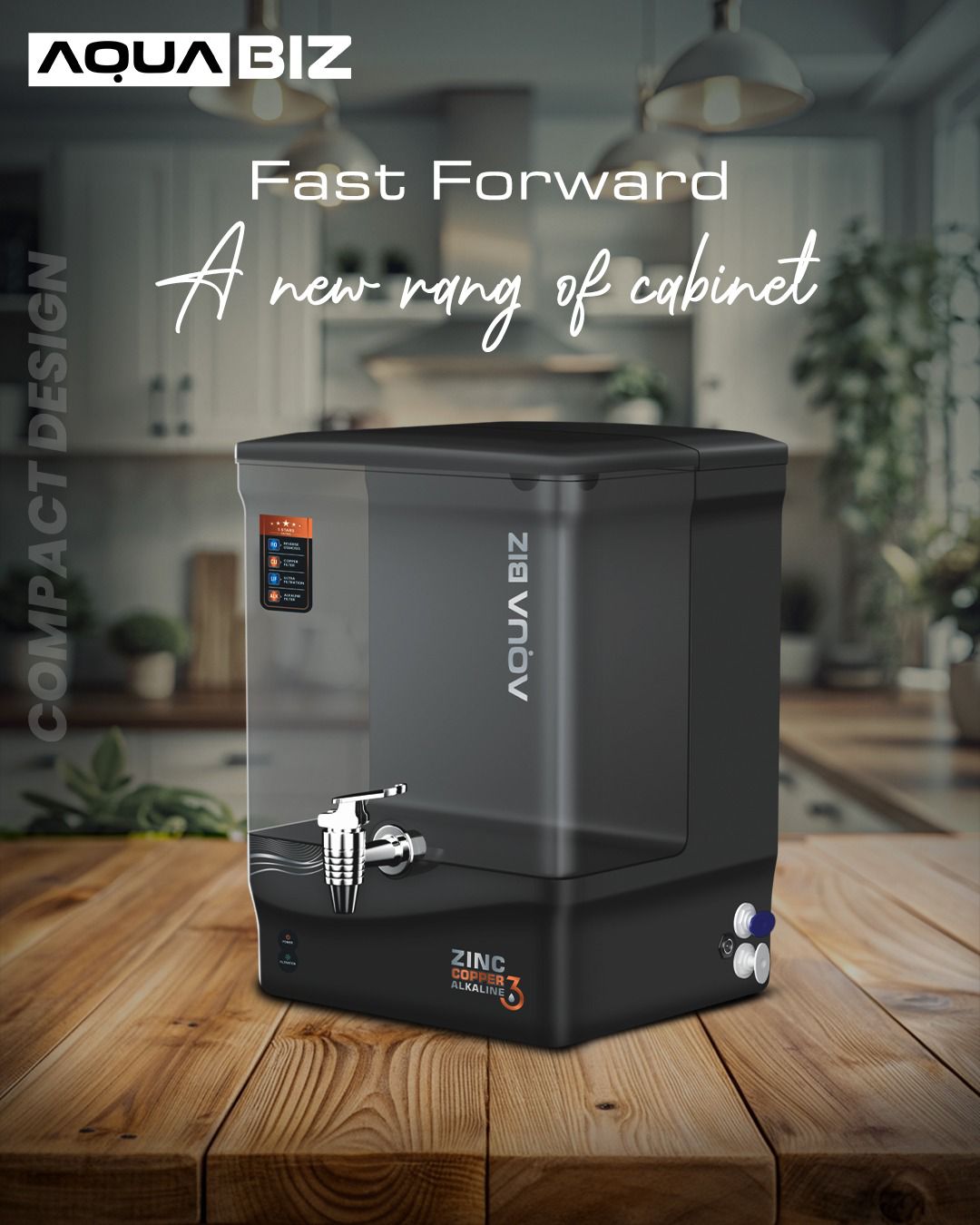 Aquafresh Aqua Biz Compact RO Water Purifier | RO+UV+Copper/Zinc/Alkaline | 8L Storage - Image 2