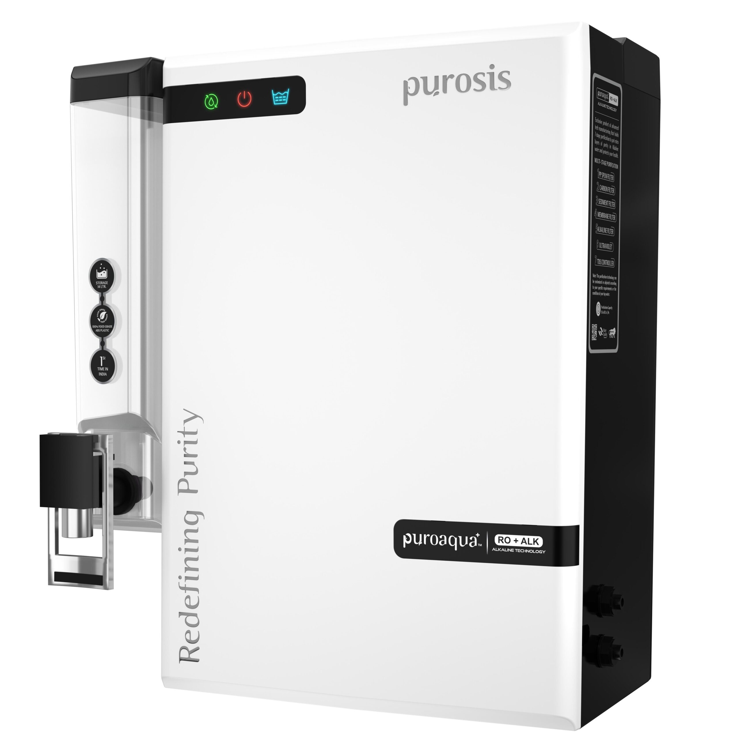 Premium Purosis RO + Alkaline+ Silver Nano Water Purifier | 10L | 8-Stage Purification | High TDS Borewell Compatible - Image 2
